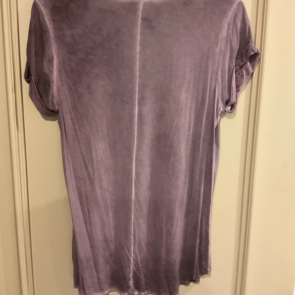 Paige Made in USA Stretch Deep V-Neck Short Sleeve Tee Top Shirt Medium Purple - Picture 4 of 14